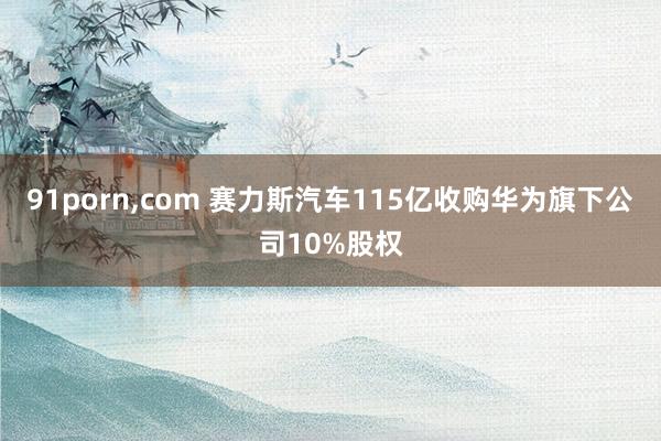 91porn,com 赛力斯汽车115亿收购华为旗下公司10%股权
