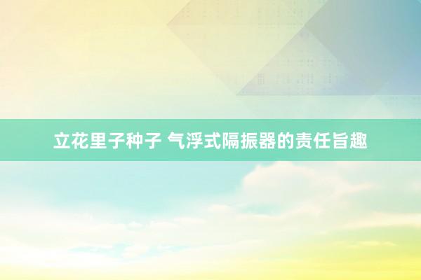立花里子种子 气浮式隔振器的责任旨趣