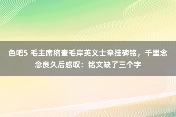 色吧5 毛主席稽查毛岸英义士牵挂碑铭，千里念念良久后感叹：铭文缺了三个字