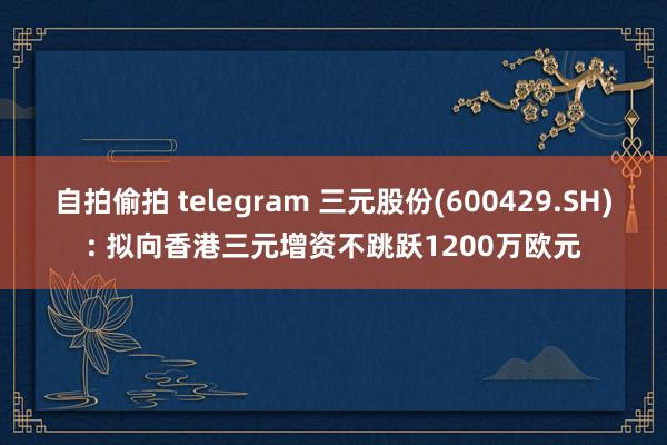 自拍偷拍 telegram 三元股份(600429.SH): 拟向香港三元增资不跳跃1200万欧元